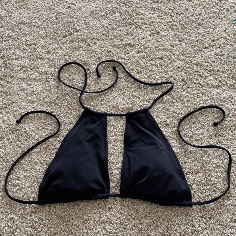 PINK Black Bikini Top High Neck - Size Small